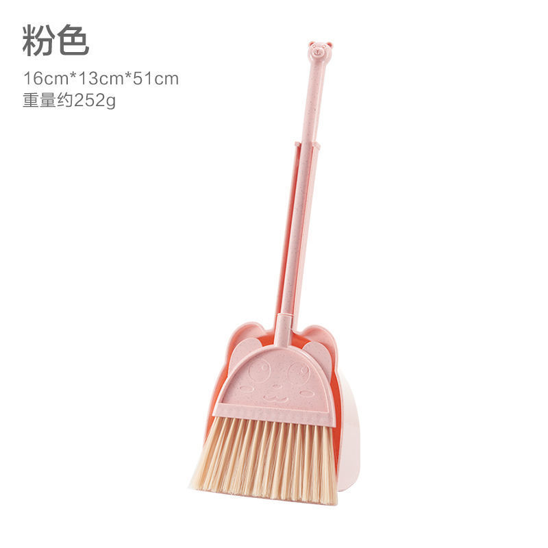 Juego de escoba de suelo rosa para niños, Recogedor de azulejos de soporte para interiores, artículos para el hogar, mango largo de plástico, bonito Recogedor ZZ50SB: broom dustpan pink