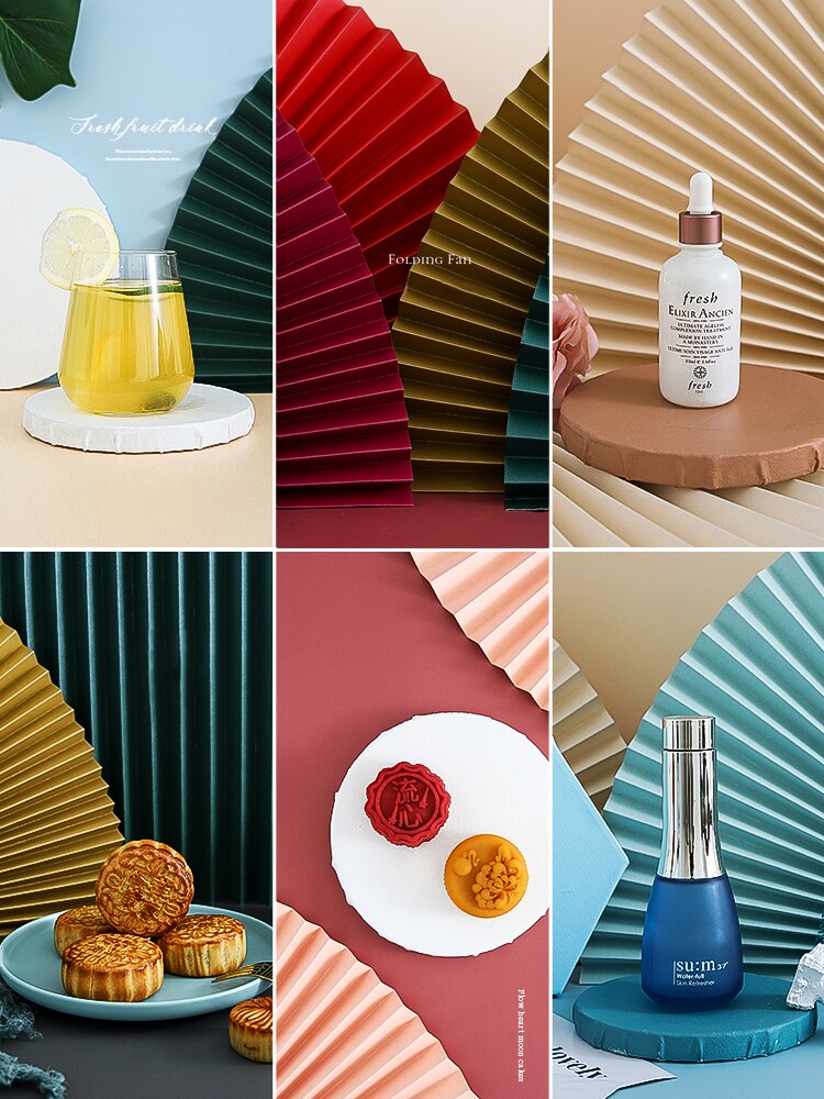 Einfarbig Papier Fan Fotografie Kulissen Requisiten Leben Foto Schießen Studio Waren Fotografia Hintergrund Dekorationen