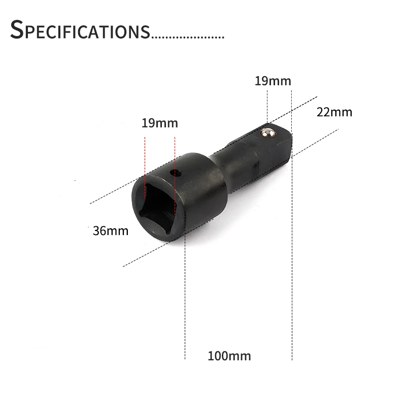 1Pc Heavy Duty Long Extension Bar Ratchet Wrench Impact Socket Extender Pneumatic Tool 1/2 3/4 1 Inch 75 125 150 200 300 400mm: Silver
