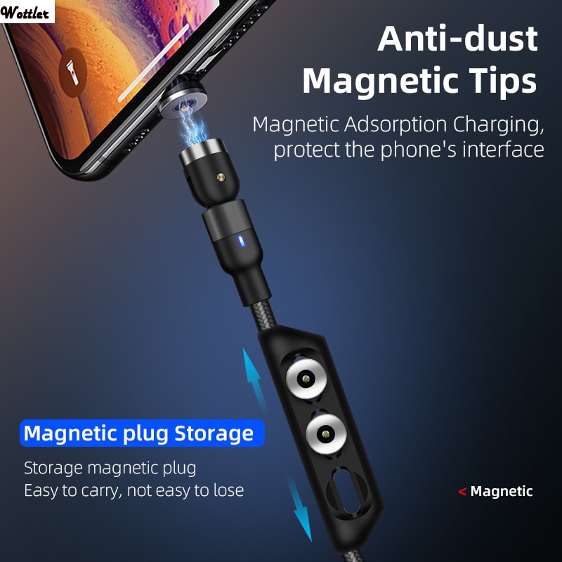 540 gradi Magnetico Cavo micro USB di Tipo C di Ricarica Veloce Magnete Caricatore Del Telefono mobile Cavo USB C per Xiaomi iPhone 11 Xr Samsung