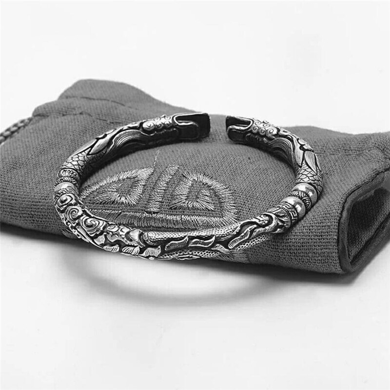 Suola di Memoria retrò tailandese Argento di Personalità Squisita Letterario 925 sterlina d'argento Maschile Ridimensionabile Braccialetti SBR150