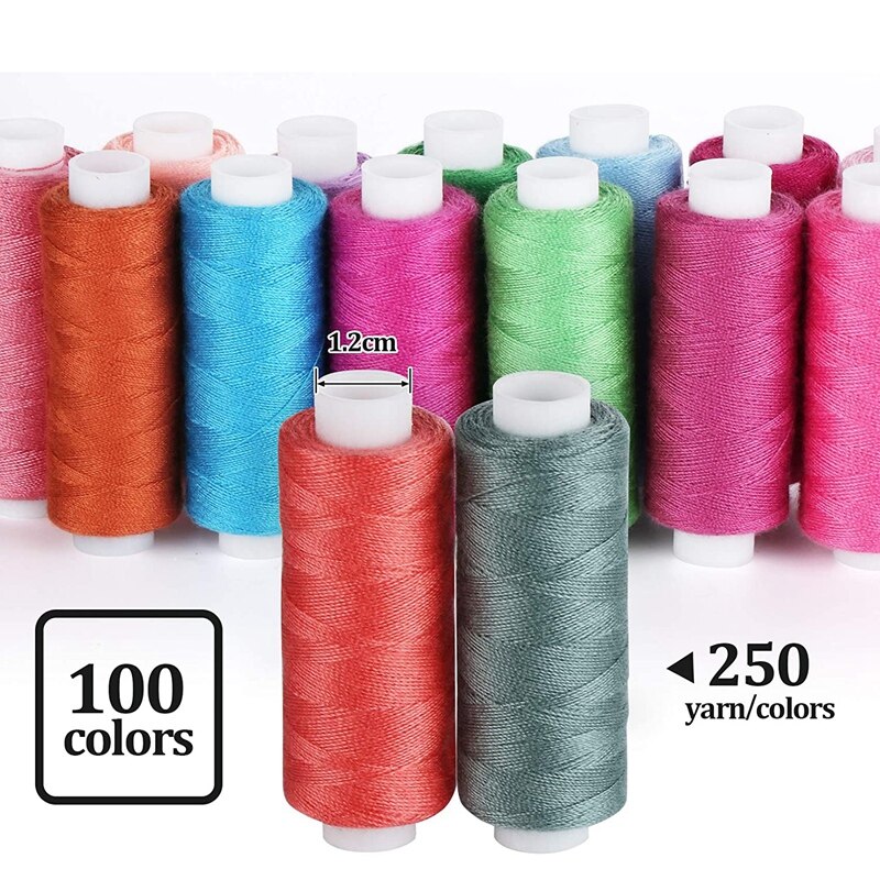 Sewing Thread Set 100 Colour 250Yd Each Spool Polyester Thread Kit for Hand or Machine Sewing