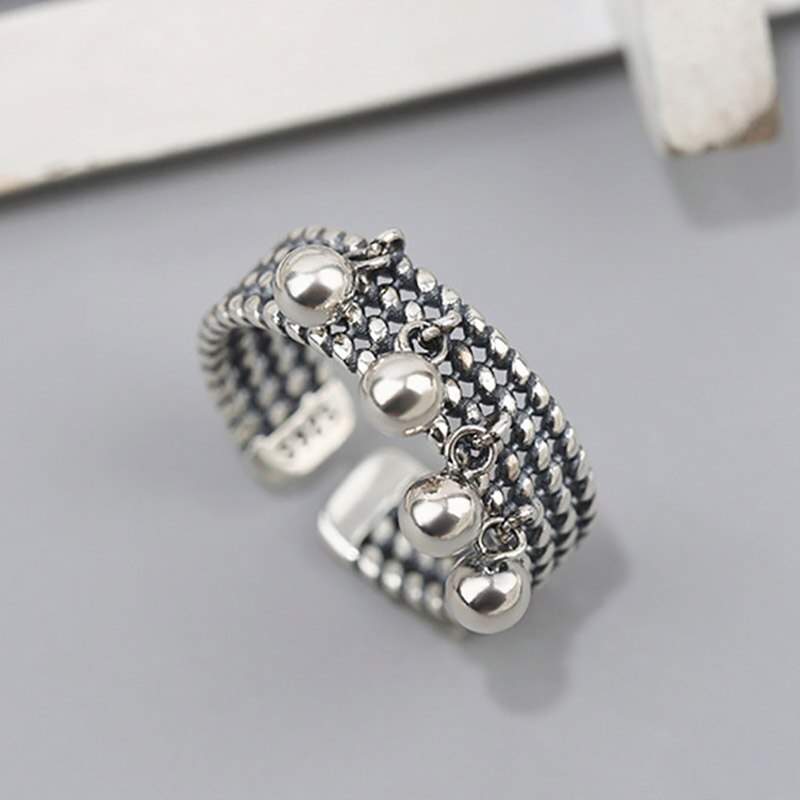 Foxanry Vintage Punk couleur argent anneaux à la perles pendentif gland géométrique fête bijoux pour les femmes