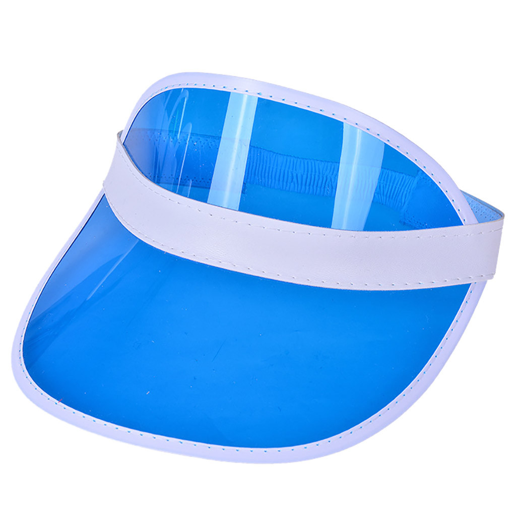 Visera transparente para hombre y mujer, visera transparente para de verano, gorra de plástico de Pvc transparente para adultos, visera, sombrero de sol Unisex para exteriores #10: Blue
