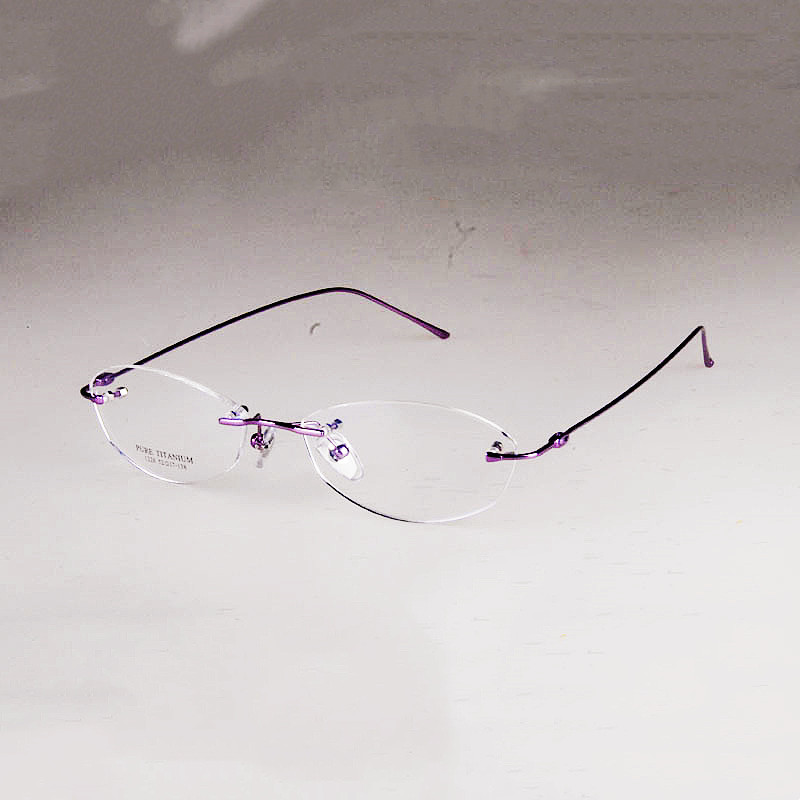 Women Rimless Glasses Pure Titanium Eyeglasses Optical Frame Prescription Frameless Spectacle Simple Line Temple 1280