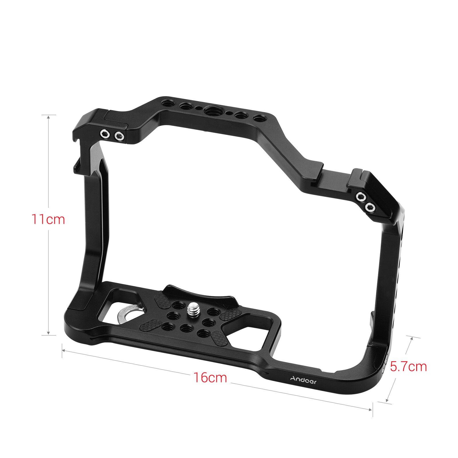 Andoer Aluminum Alloy Camera Cage Replacement for Canon EOS R5 R6 DSLR camera with 1/4 Inch Screw Holes Dual Cold Shoe Mounts