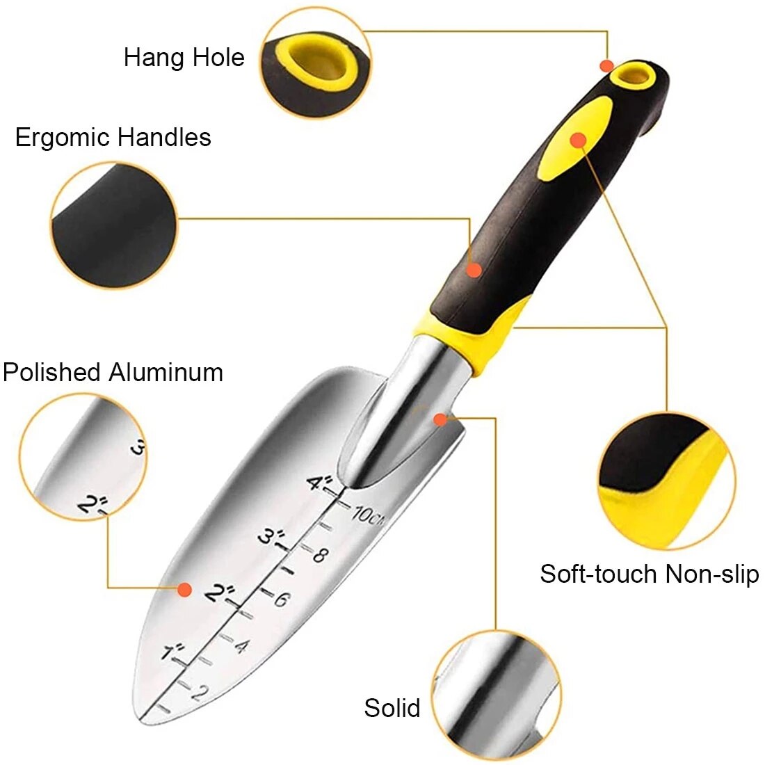 Manual Gardening Tool Set Hand Rake Shovel With Scale Transplant Dig Weeder Cultivator Trowel Non-Slip Ergonomic Handle Tools