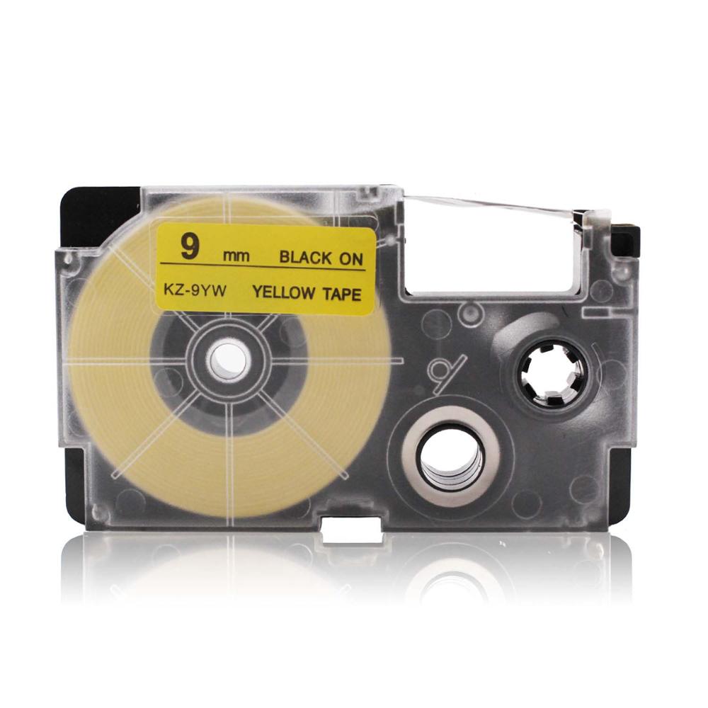 Absonic 6mm 9mm Label Tape For CASIO XR-6WE XR-9WE KL-170 KL-7400 KL-G2 Printer Labelmaker For CASIO XR-6X XR-9WE Tag Ribbon: Black on Yellow / 6mm