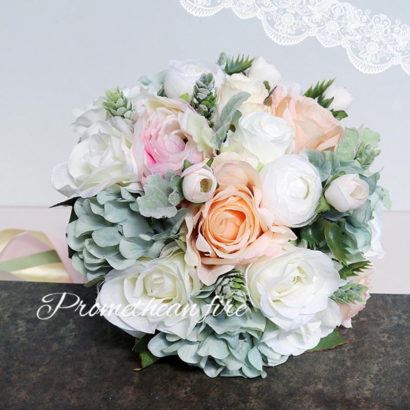 Champagne bryllup buket med fjer brudebuket kunstig blomst til bruden bryllup brudgom blomst strand bryllup blomster