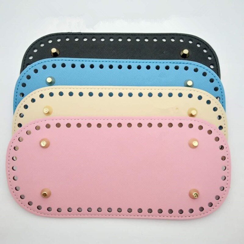Fondo largo para bolsos de punto para mujer, accesorios de bolso de cuero PU, fondo hecho a mano, DIY, de ganchillo