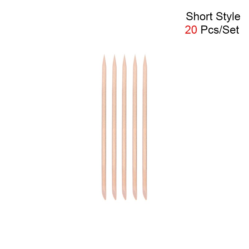 20 unids/set Nail Art Orange bastón de madera empujador de cutícula removedor de doble extremo punteado herramienta de manicura de palo de madera naranja 2 tamaños: Verde claro