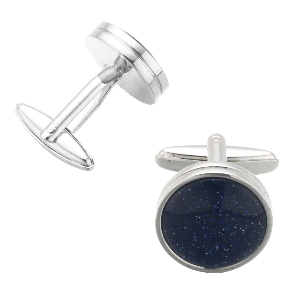 MeMolissa High-end Blue Sandstone Cufflinks Gold with Back Stone Classic Men's Business Shirt Cufflinks