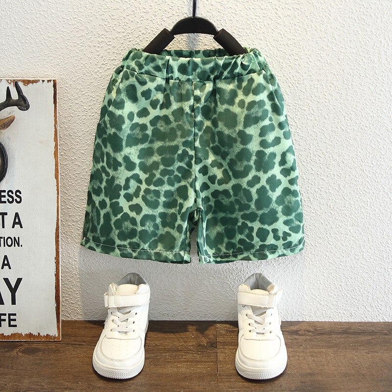 Conjunto de verano para niños, conjunto de blusa y pantalón corto de 2 piezas, ropa con estampado de leopardo, para bebés de 2 a 12 años