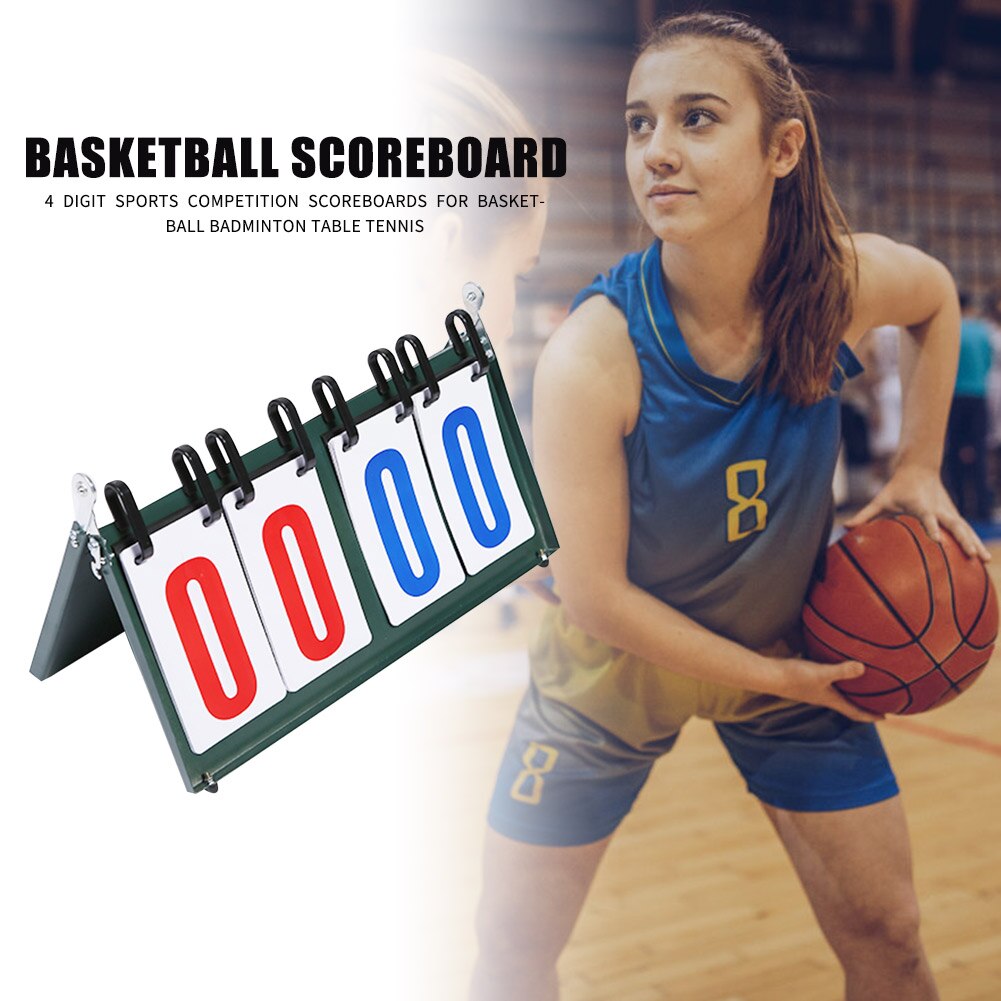 4-Digit Scoreboard - Flip Score Display for Basketball, Badminton, Table Tennis - Outdoor Sports