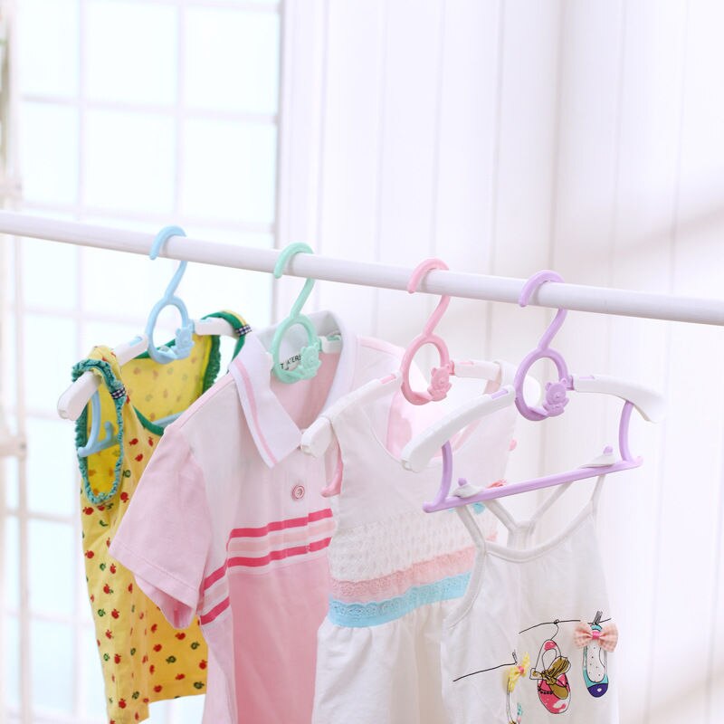 10pc holdbare baby tøjbøjler teleskopisk tøj søde tegneserie børne bøjler kid tøj stativer baby plast bøjle