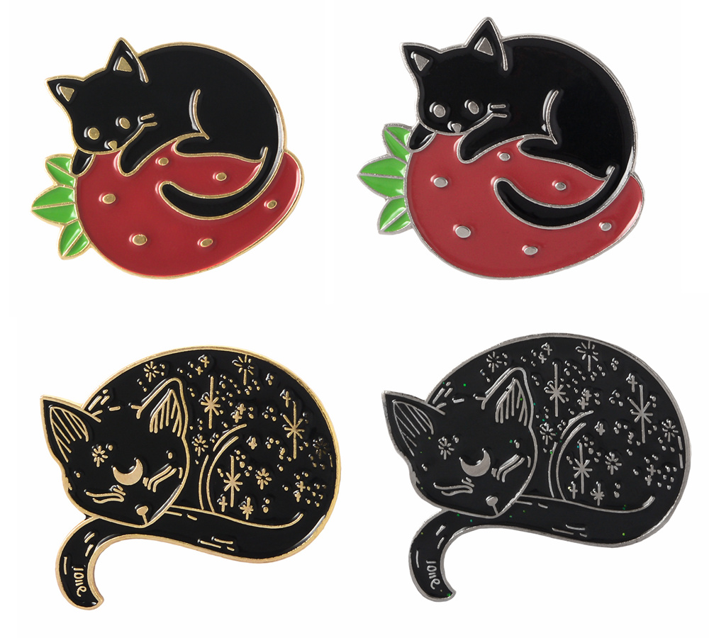 4 stijlen Punk Mooie Duisternis Sterrenhemel Magic Emaille Pin Leuke Slaperige Creatieve Aardbei Kat Broche Badge voor Vrienden