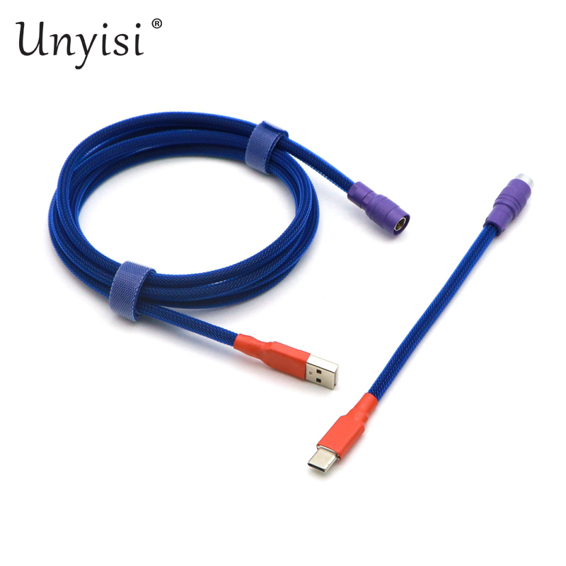 Cable Paracord y PET de doble manga USB-A a USB-C tipo C para teclado mecánico con aviador YC8.