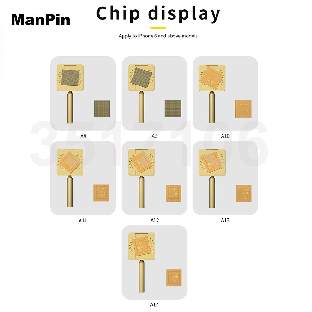 Mini-cpu-klebstoffentfernungsstation ,  a8 to a14 schnellheiz-ic-flexkabel aus reinem kupfer, kamera-ladeanschluss, handy-reparaturwerkzeuge