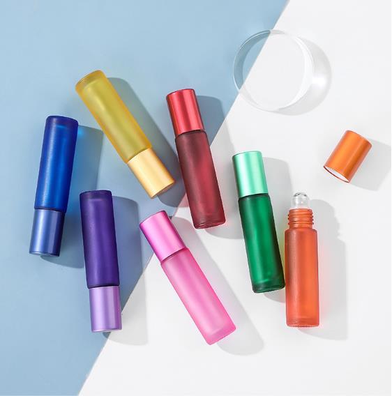 8 farver lipgloss æterisk olie parfume flaske rullekugle tyk glas roll on holdbar til rejse kosmetik beholder
