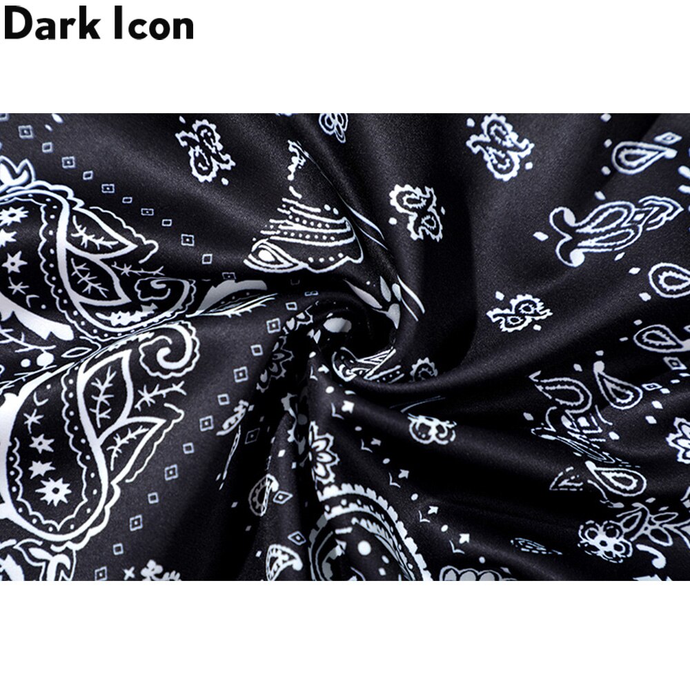 Dark Icon Black Bandana Men's Hawaiian Shirt Street Paisley Shirts for Men Streetwear Clothing