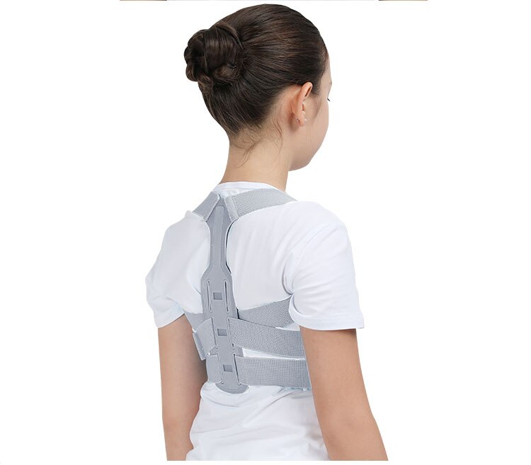 Corsé ortopédico ajustable para niños, soporte para espalda y hombros, Corrector de postura, columna vertebral, soporte Lumbar: GREY / S