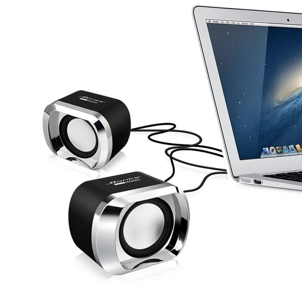 USB 2.0 haut-parleurs pour ordinateur portable filaire stéréo Mini haut-parleur pour ordinateur portable de bureau ordinateur portable PC MP3 MP4 3.5mm AUX en noir