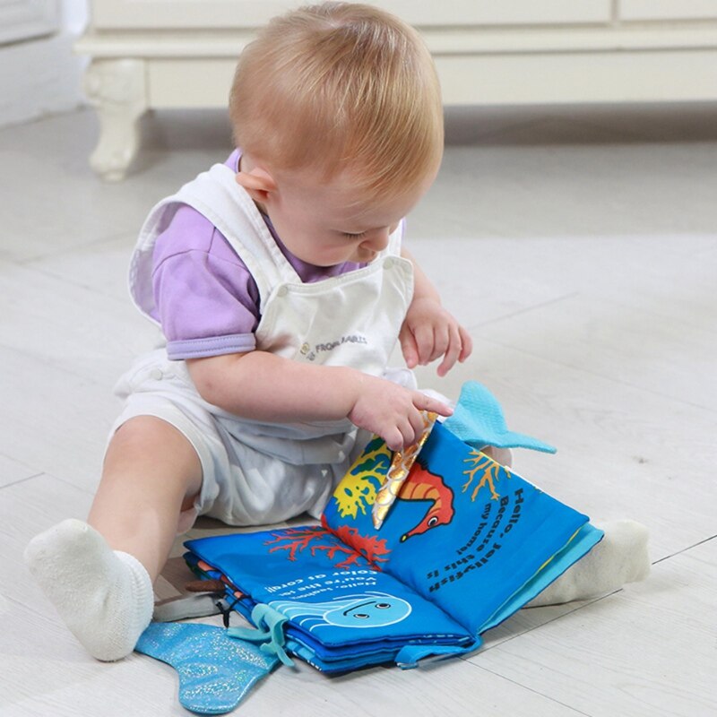 Infant Baby Cloth Books Cartoon Animal Pattern Baby Soft Activity Crinkle Cloth Books Educational Learning Toys