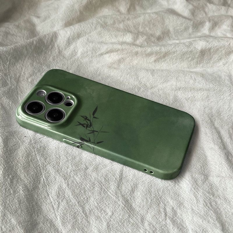 Nuova custodia in bambù verde foresta in stile cinese per IPHONE 16 15pro MAX 14 13 mini 15più 12 11 custodia rigida in acrilico per cellulare