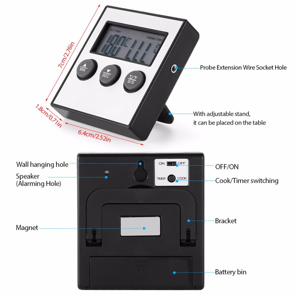 LCD Digital Oven Meat Thermometer Kitchen BBQ Thermometer With Probe Kitchen Cooking Baking BBQ Meat Household Thermometer