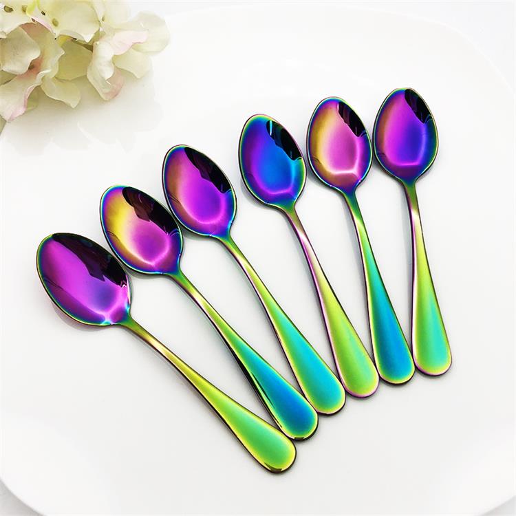 Juego de tenedor cuchara para postre, fruta, ensalada, 6 uds., cucharilla de café de acero inoxidable, tenedores para restaurante, , café, cubiertos