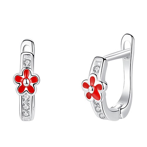 100% 925 Sterling Silver Jewelry Kids Earrings Exquisite Enamel Cute Animal Ladybug Flower Cherry Stud Earrings Gift for Girl: ETYE3245