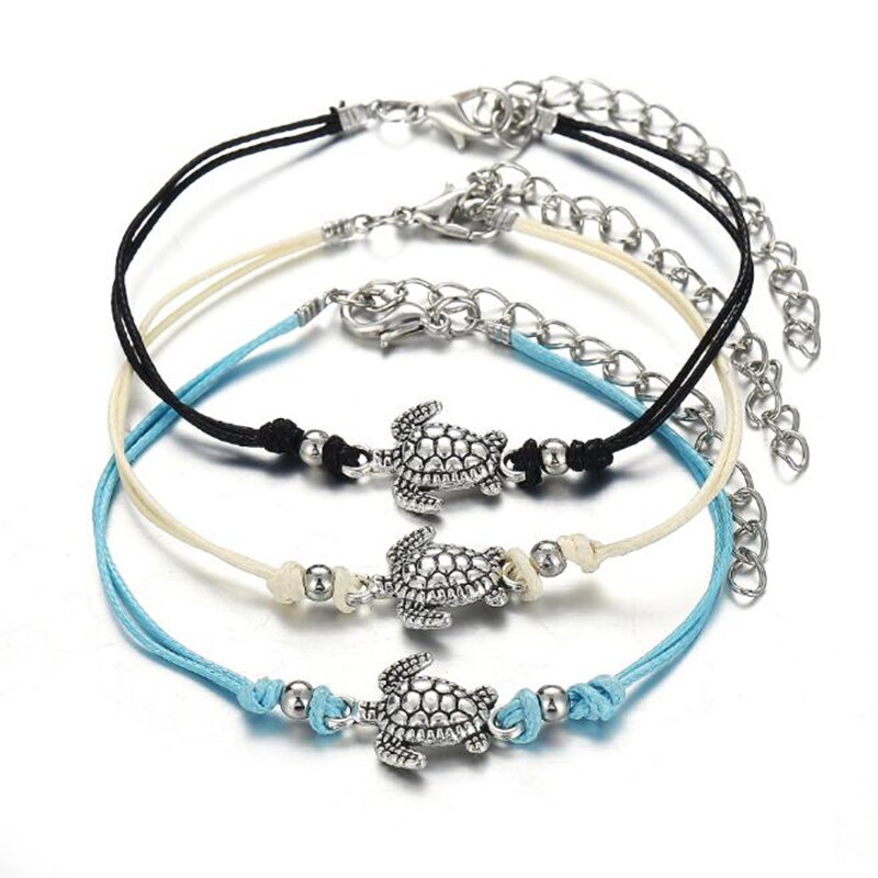 Boho Style Ankle Bracelet Bohemia Sea Turtle Starfish Charms Beach Anklets For Women Handmade Leg Bracelet Foot Jewelry Anklet: Turtle-A-3Pcs