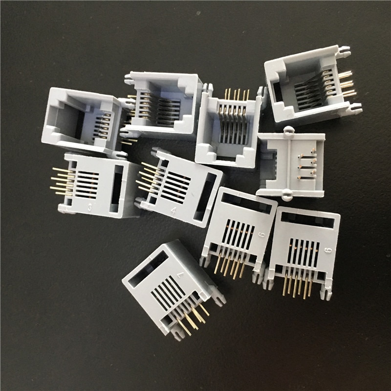 Connecteurs RJ11/RJ12 Mâles 6P6C (lot De 60) - Noyau En Cuivre, Broches Plaquées Or - Pour Câbles Téléphoniques Plats Ou Ronds