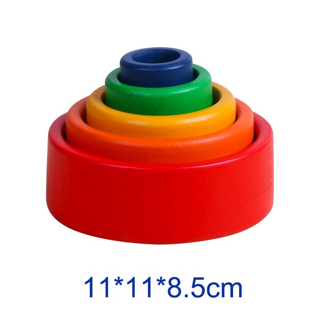 Children's Montessori Wooden Building Blocks Early Education Educational Toys Tree Flame House Stone Rainbow Blocks Wooden Toys: 6