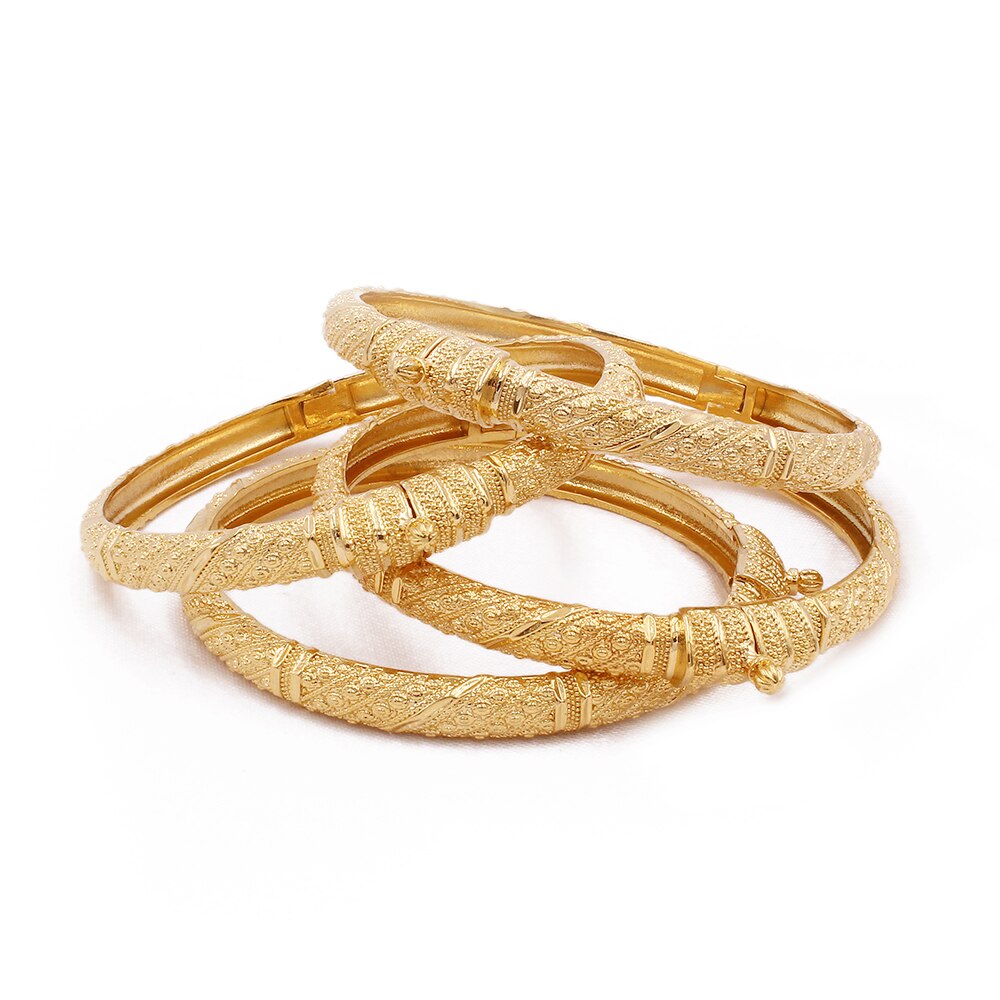 24K gold color can open bangles jewelry Ethiopian African Dubai Indian bracelet wedding for women bracelets
