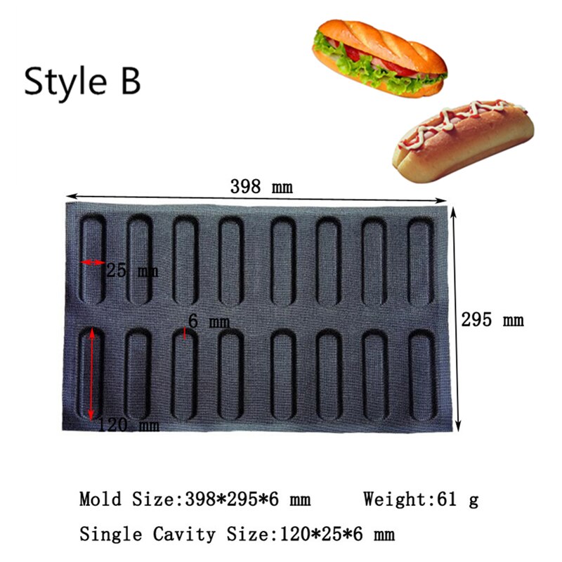 Shenhong Siliconen Geperforeerd Brood Mold Loaf Bakken Perfored Pan Baguette Eclair Hamburger Non Stick Glasvezel Bak Tray