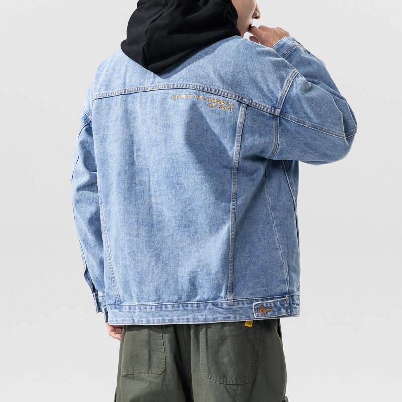 Plus Size M-5XL Classic Men's Denim Jacket Autumn Simple Jacket Stretch Locomotive Hip Hop Casual Jacket Trend Denim Jacket