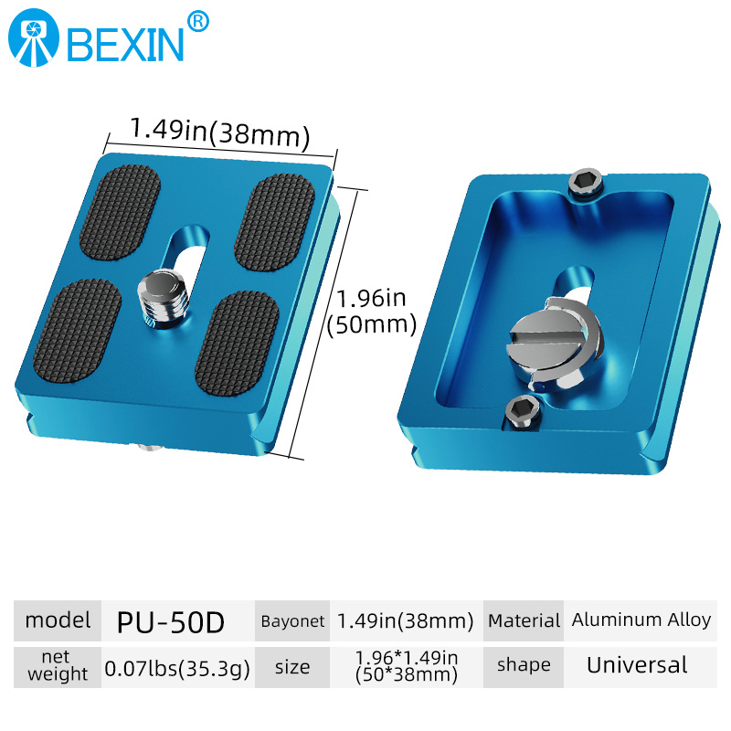 BEXIN Universal Tripod Plate Quick Release Plate Camera Quick Clamp PU Plate for Dslr Camera Arca Swiss Ballhead Tripod: Navy Blue