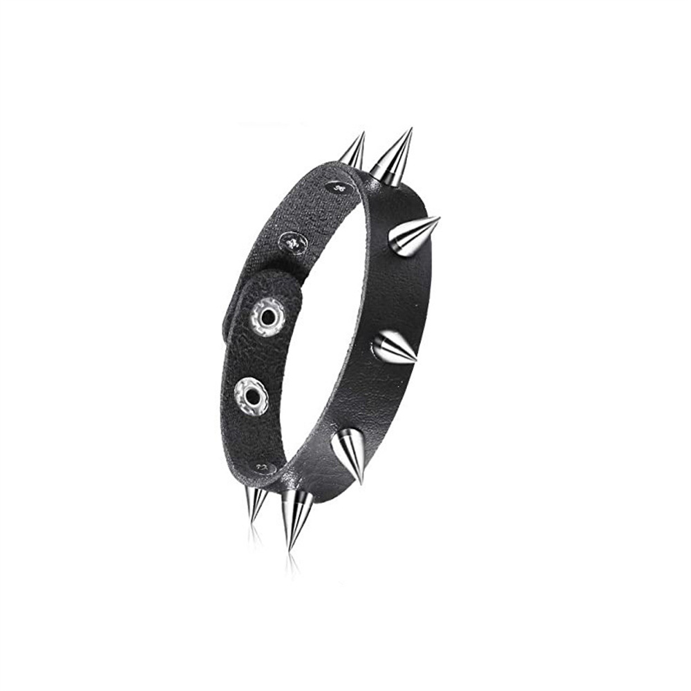 Punk Rock Studded Bracelet Set Spiked Leather Cuff Bracelet for Men Women 80s Wristband Emo Bracelet Adjustable