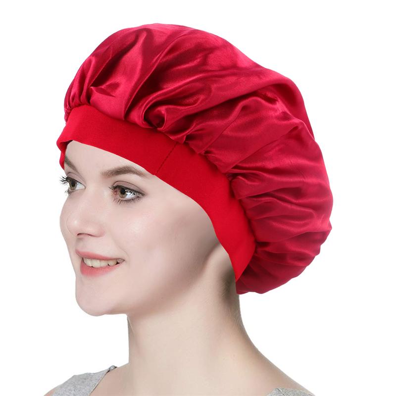 Wide-brimmed Nightcap Elastic Sleep Cap Hair Care Cap Night Sleeping Head Cover