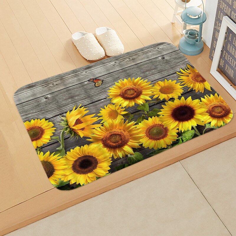 Zonnebloem Patroon Keuken Bad Deur Mat Slaapkamer Antislip Coral Fluwelen Absorberende Tapijt Tapijt Eenvoudige Home Decor Deurmat: 2DD-48120-019