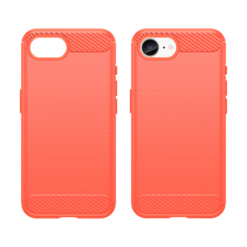Voor iPhone 16E hoesje ELVEV Anti-vingerafdruk Anti Geborstelde textuur Zachte TPU Volledige bescherming Telefoonhoes: Rood