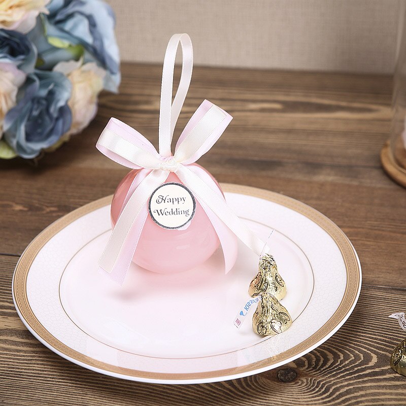 20 st/lot plastboll godislåda rosa förpackningslåda plastpåse baby shower pojke bröllopslådor födelsedagsfest tillbehör: Rosa  a6