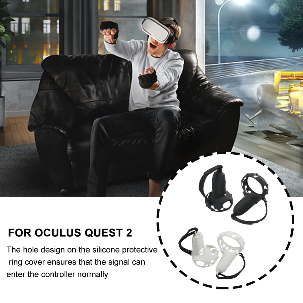 1pair Controller Grip Cover Gaming Silicone VR Accessories With Knuckle Strap Handle Easy Install Protective For Oculus Quest 2