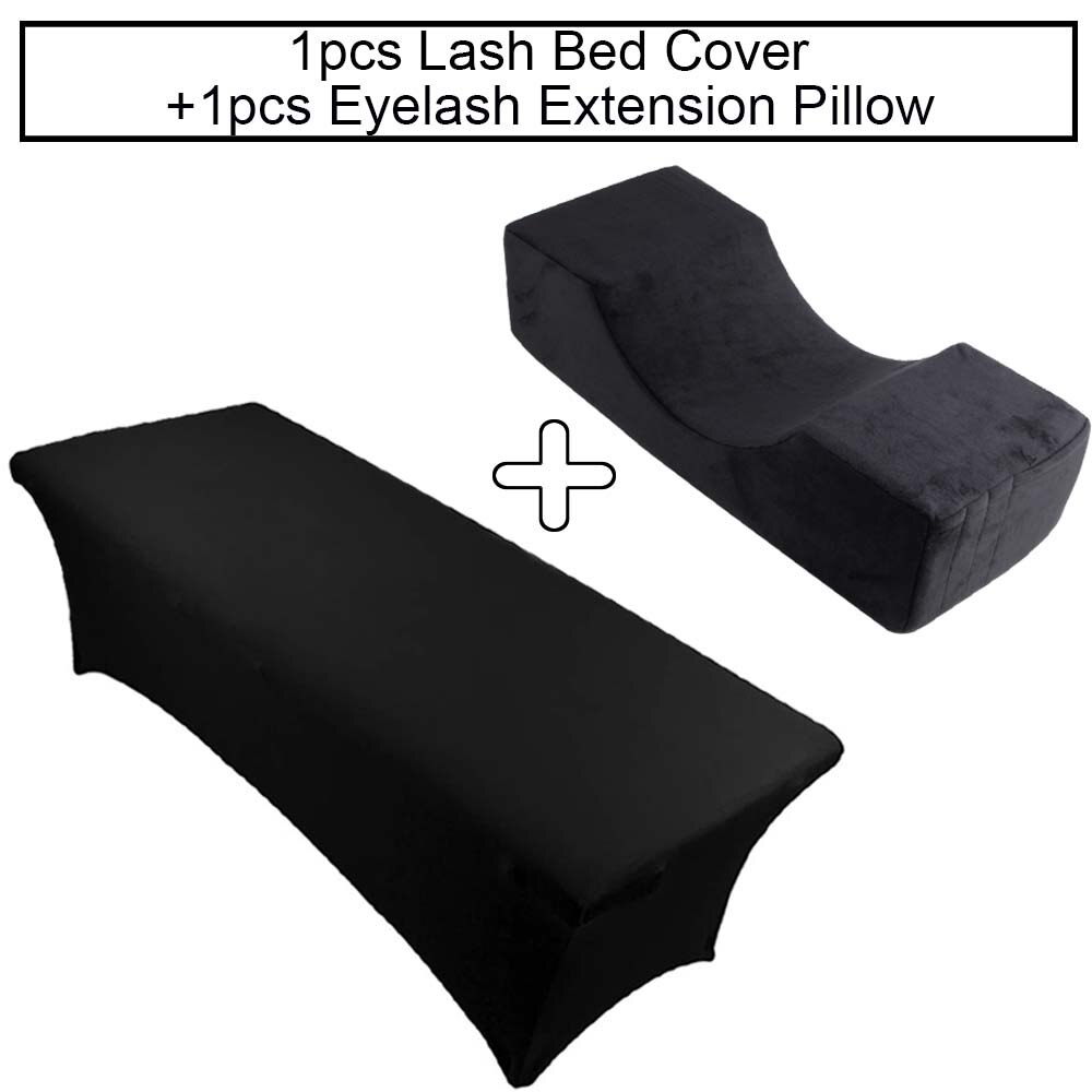 Neck Lash Pillow Eyelash Extension Bed Cover Sheets Grafting Lashes Eyelashes Extension Memory Foam Beauty Salon Makeup Tools: Black set 4