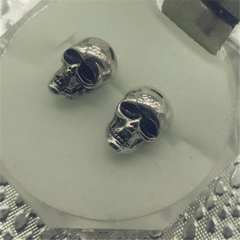 Punk skull øreringe til mænd drenge cool sølv farve smykker hip-hop ørestikker vintage rock skelet øreringe