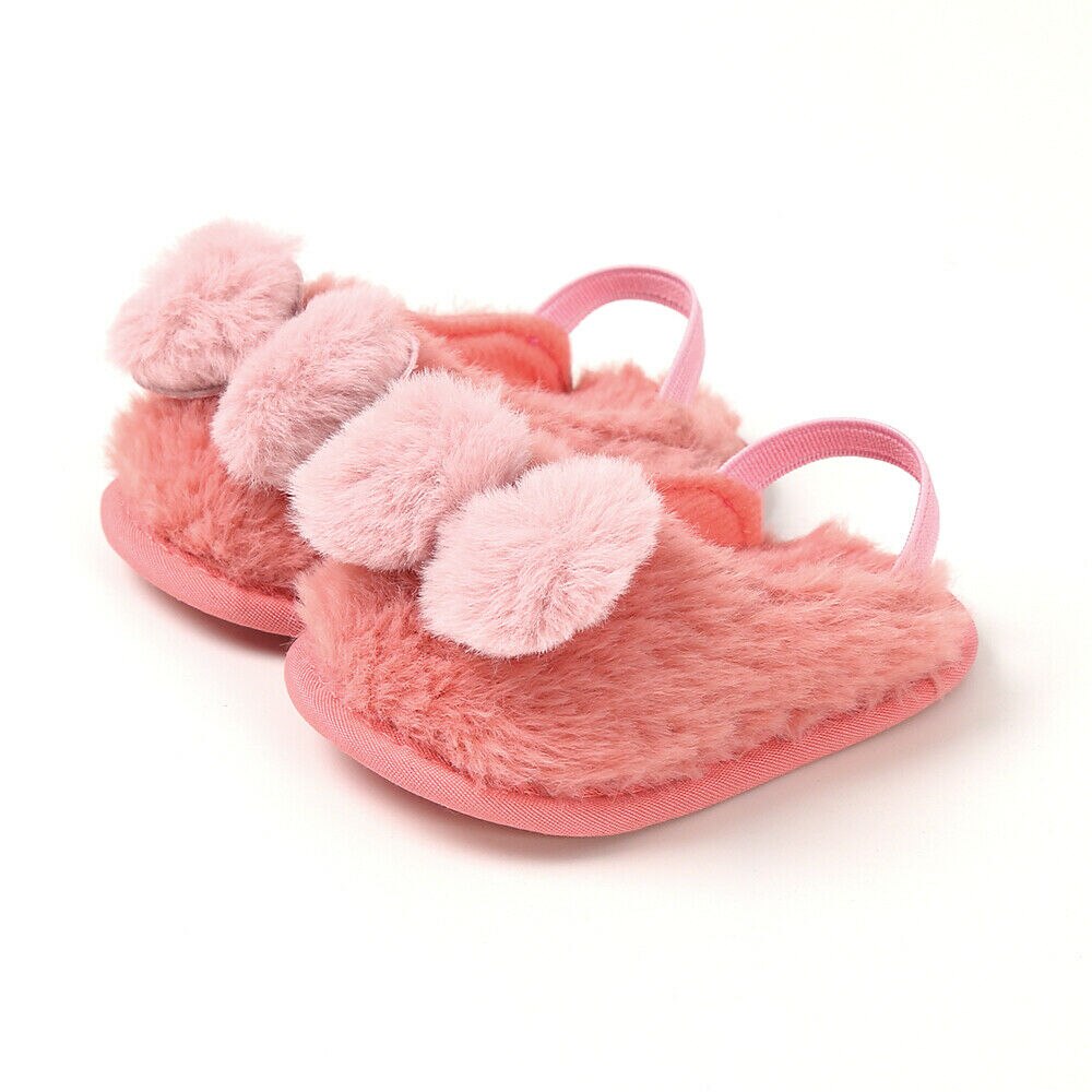Mærke sødt lille barn nyfødt baby kravlesko dreng pige pom pom bue lam hjemmesko prewalker trænere baby sko 0-18m 11-13cm: Rosenrød / 12