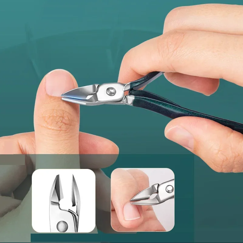 juego de cortaúñas de acero inoxidable con Estuche De Viaje de cuero, juego de herramientas de aseo verde para manicura, herramienta para el cuidado de los pies en el hogar
