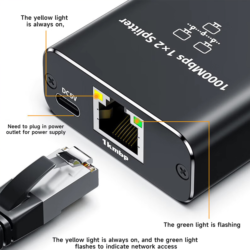 Gigabit Ethernet Splitter 1 to 2/3/4 1000Mbps Network Extension RJ45 LAN Internet Splitter for PC Laptop Router TVBox Digital TV