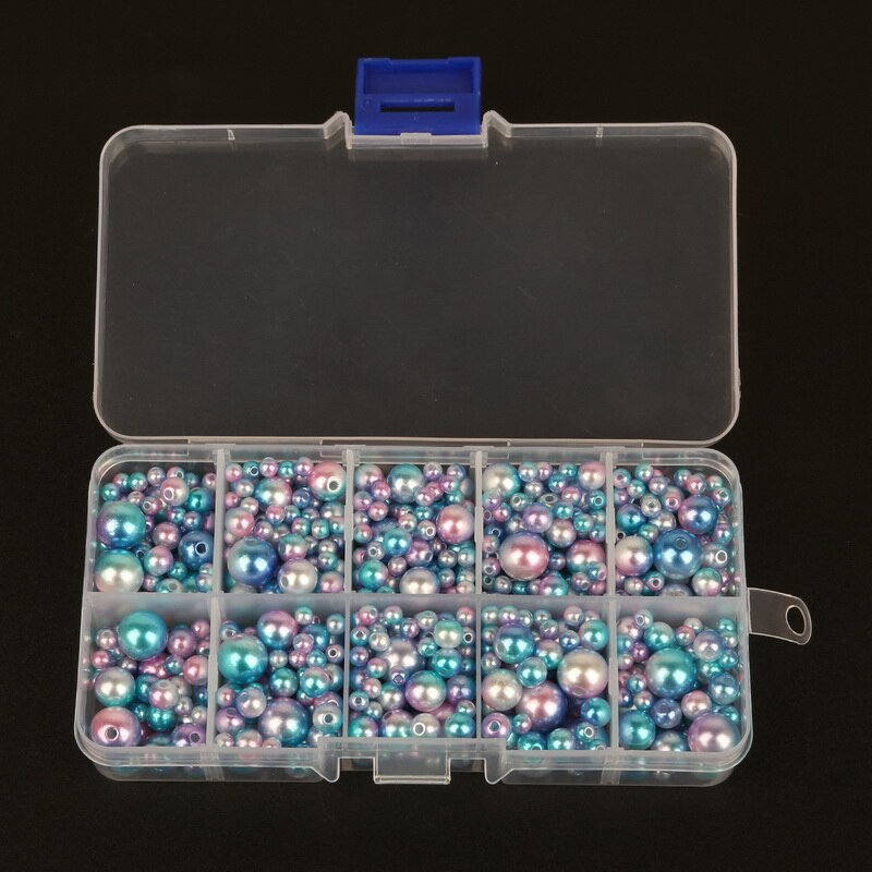 350 stk 4-10mm imiterede abs perle perler regnbue blandet størrelse runde løse perler til gør-det-selv håndværkstøjstilbehør, medfølger ikke æsker: Hvid